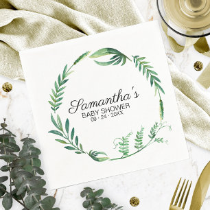 Serviette En Papier Aquarelle botanique verdoyante Baby shower de cour