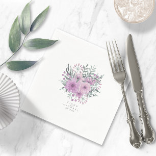Serviette En Papier Aquarelle Bouquet Mariage Lilac ID654