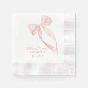 Serviette En Papier Aquarelle Bow rose ruban baby shower fille