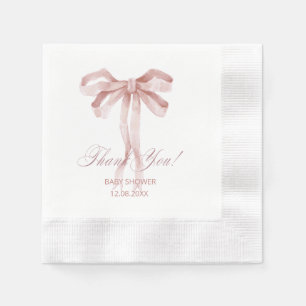 Serviette En Papier Aquarelle Bow rose ruban baby shower fille