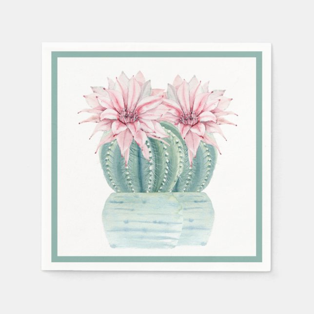 Serviette En Papier Aquarelle Cactus (Devant)