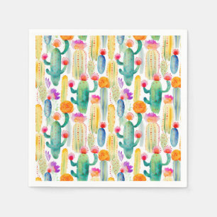 Serviette En Papier Aquarelle Cactus Art Desert Coloré Sud-ouest