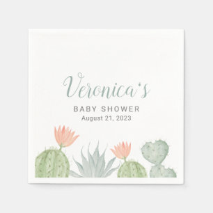 Serviette En Papier Aquarelle Cactus Napkin   Baby shower Cactus