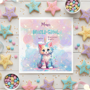 Serviette En Papier Aquarelle Caticorn Meow-Gical Anniversaire