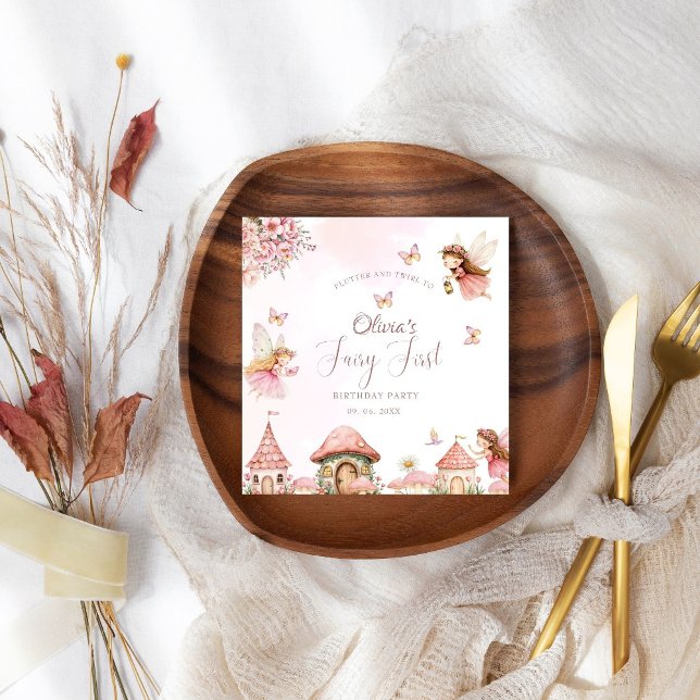 Serviette En Papier Aquarelle Champignons Fée 1ère forêt d'anniversair (Créateur téléchargé)