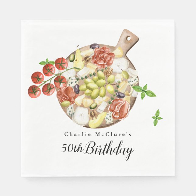 Serviette En Papier Aquarelle Charcuterie Italie Anniversaire (Devant)