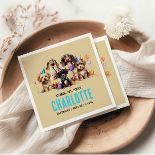 Serviette En Papier Aquarelle Chien Pawty Puppy Anniversaire