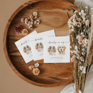 Serviette En Papier Aquarelle Chien Signature Boissons Mariage Napkins