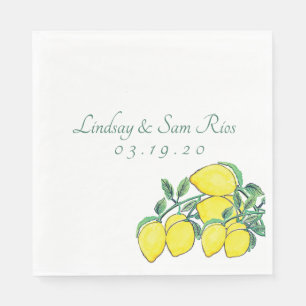 Serviette En Papier Aquarelle Citron Bunc Citrus Jaune Mariage