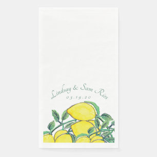 Serviette En Papier Aquarelle Citron Bunc Citrus Jaune Mariage
