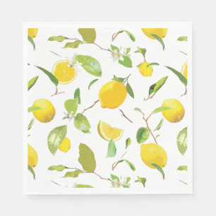 Serviette En Papier Aquarelle Citron et Feuilles 2