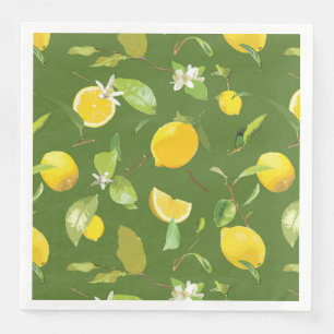 Serviette En Papier Aquarelle Citron et Feuilles 5