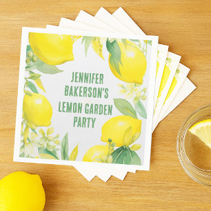 Serviette En Papier Aquarelle Citron Motif fête d'anniversaire