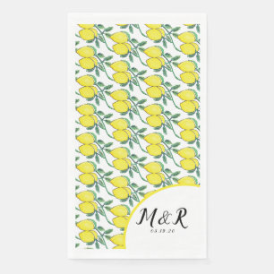 Serviette En Papier Aquarelle Citron vert Citrus Mariage jaune
