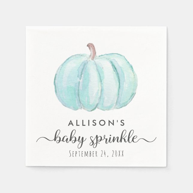 Serviette En Papier Aquarelle Citrouille bleu minimal Baby Boy Sprinke (Devant)