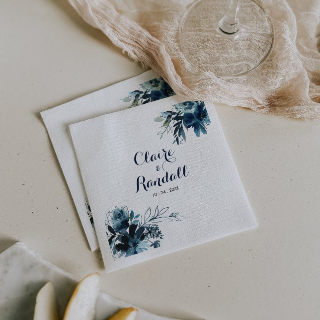 Serviette En Papier Aquarelle classique Mariages floraux serviettes (Créateur téléchargé)