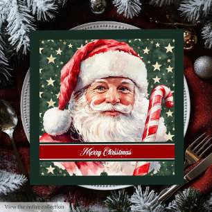 Serviette En Papier Aquarelle classique Santa Claus Holiday Napkins