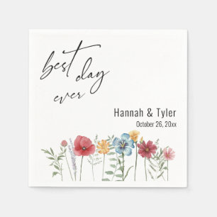 Serviette En Papier Aquarelle colorée Bordures Fleurs sauvages de prai