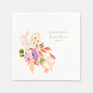 Serviette En Papier Aquarelle colorée Brunch Floral Bubbly Douche