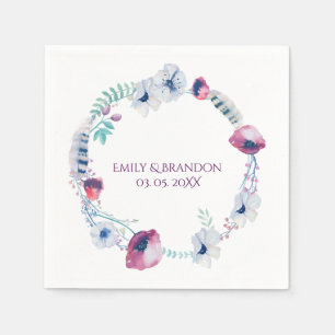 Serviette En Papier Aquarelle colorée couronne florale