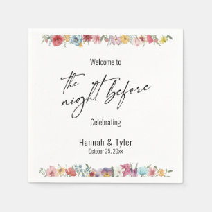 Serviette En Papier Aquarelle colorée Fleur sauvage la nuit avant