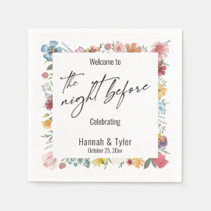 Serviette En Papier Aquarelle colorée Fleur sauvage la nuit avant
