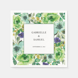 Serviette En Papier Aquarelle colorée moderne Mariage floral