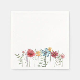 Serviette En Papier Aquarelle colorée Peint Meadow Fleurs sauvages