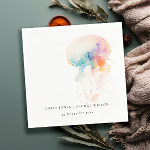 Serviette En Papier Aquarelle colorée sous-marine méduse Mariage
