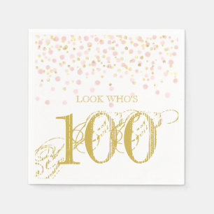 Serviette En Papier Aquarelle Confetti 100e Anniversaire Elégante Elle