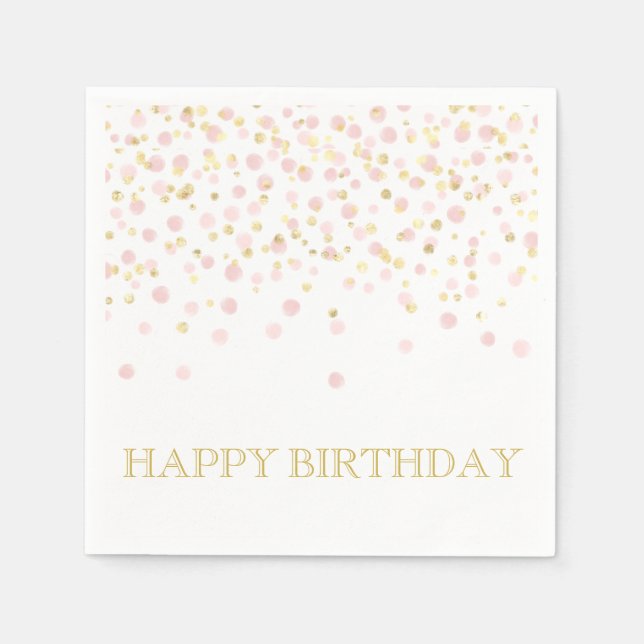 Serviette En Papier Aquarelle Confetti Joyeux Anniversaire Élégant Chi (Devant)