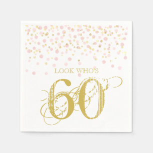 Serviette En Papier Aquarelle Confetti Regardez qui a 60 Anniversaire 