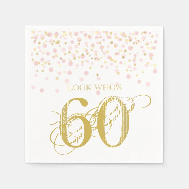 Serviette En Papier Aquarelle Confetti Regardez qui a 60 Anniversaire  (Devant)