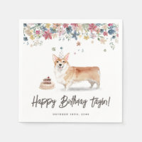 Aquarelle Corgi Chien Merci de fête d'anniversaire