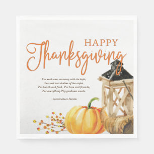 Serviette En Papier Aquarelle Cornucopia Citrouille Thanksgiving Poème