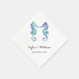 Serviette En Papier Aquarelle côtière   Mariage