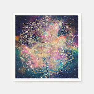 Serviette En Papier Aquarelle couleur Mandala or élégant Nebula
