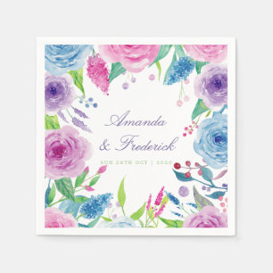 Serviette En Papier Aquarelle couleur ultra violet Combo Mariage flora