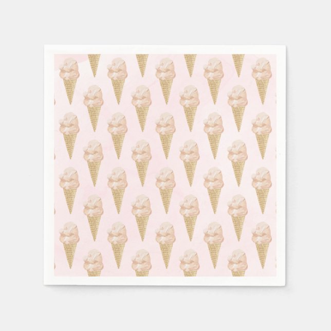 Serviette En Papier Aquarelle Crème glacée Motif été (Devant)