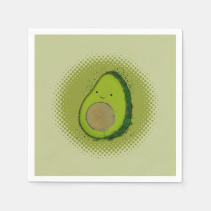 Serviette En Papier Aquarelle Cute Avocado