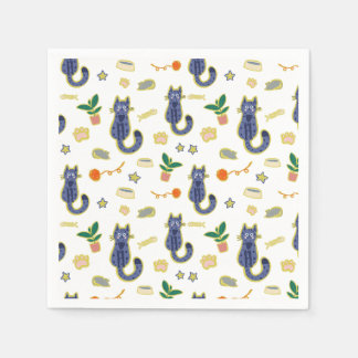 Serviette En Papier Aquarelle Cute Chats Motif