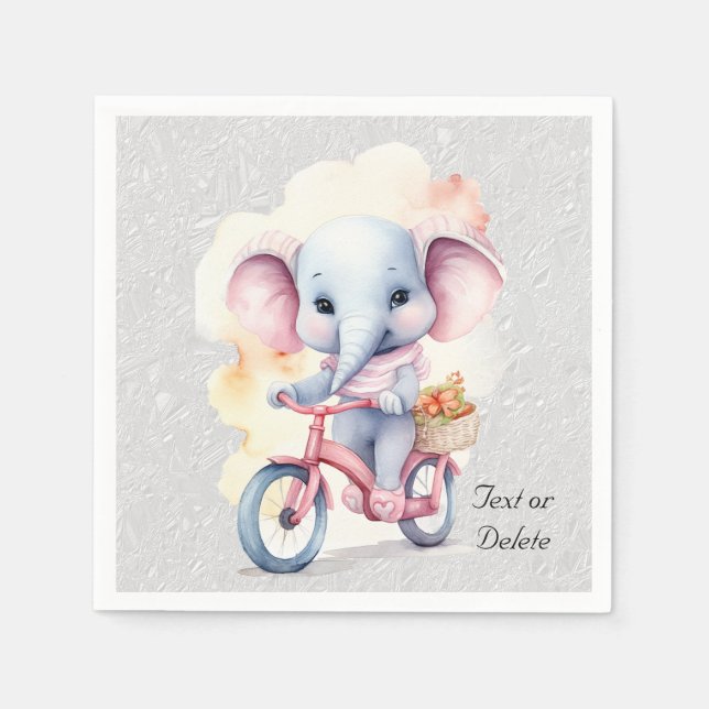 Serviette En Papier Aquarelle Cyclisme Eléphant serviettes (Devant)