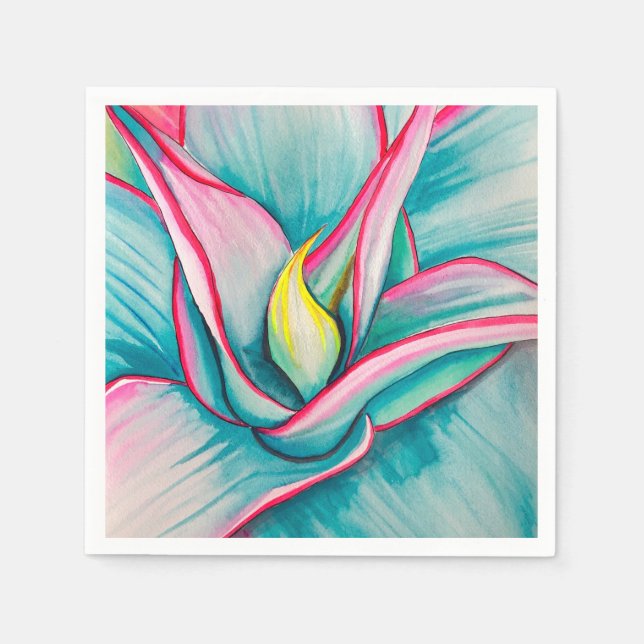 Serviette En Papier Aquarelle d'agave succulent art (Devant)