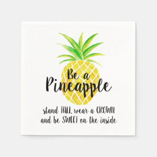 Serviette En Papier Aquarelle d'ananas haute porte une couronne