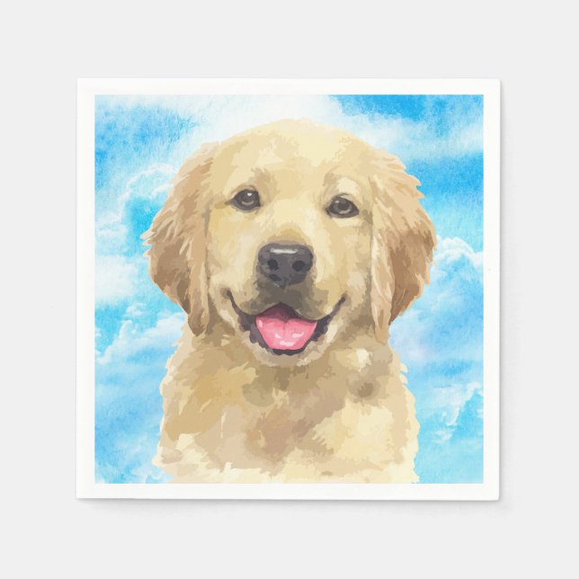 Serviette En Papier Aquarelle d'animal animal de chien Golden Retrieve (Devant)