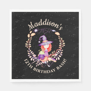 Serviette En Papier Aquarelle d'anniversaire de la sorcière