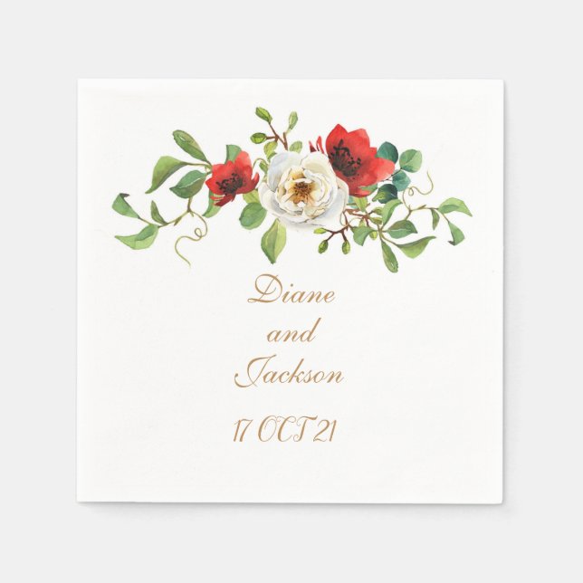 Serviette En Papier Aquarelle de automne Floral (Devant)