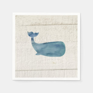 Serviette En Papier Aquarelle de Baleine bleue Texture