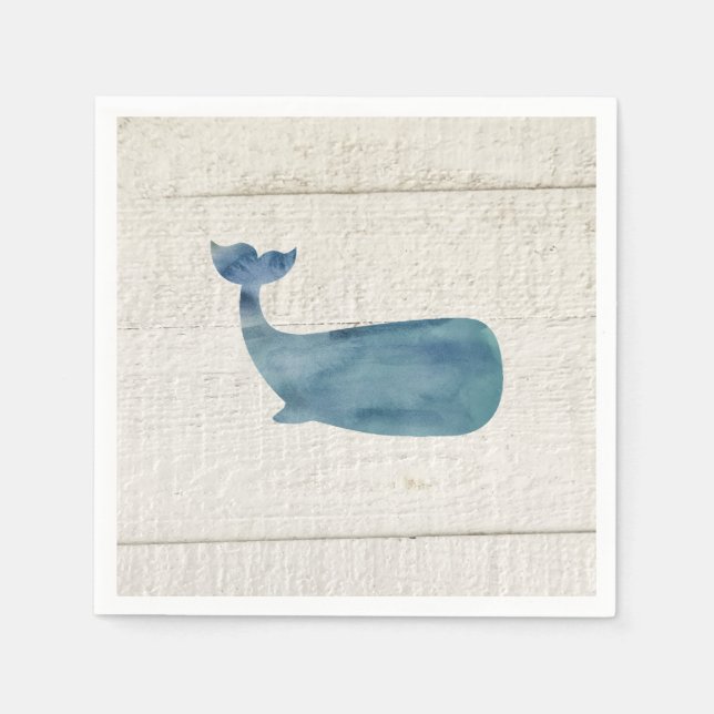 Serviette En Papier Aquarelle de Baleine bleue Texture (Devant)