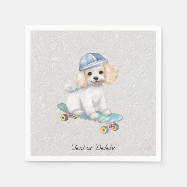 Serviette En Papier Aquarelle de caniche (Devant)